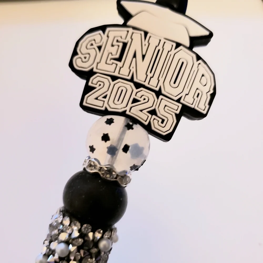 Handmade Graduation Senior 2025 Beaded Silicone Focal Bead Pen